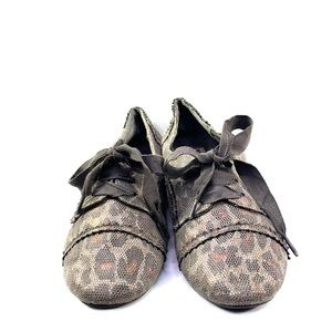 Not Rated brown cheetah flats with laces size nine